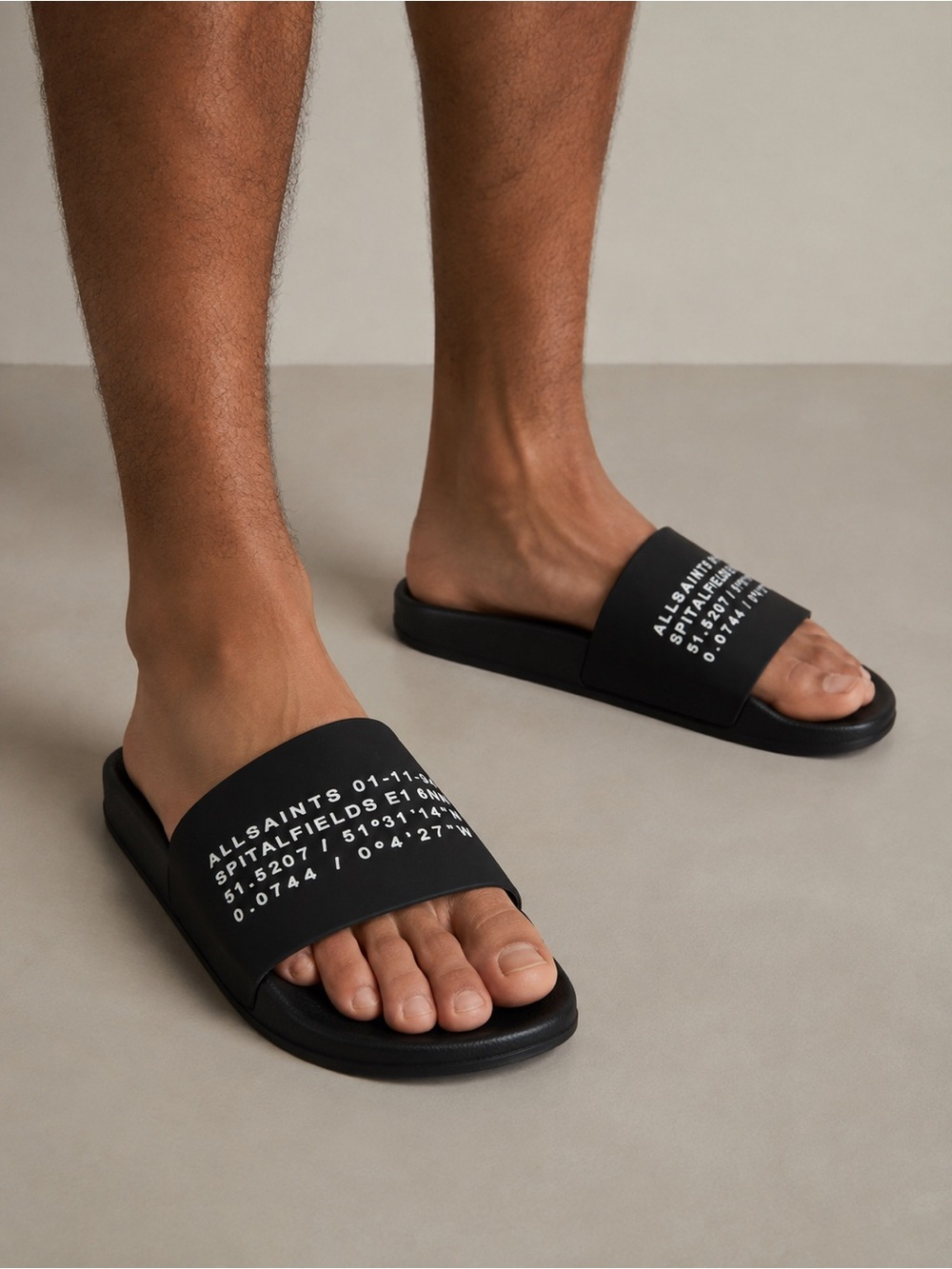 AllSaints Black Logo Pool Slides Sandals Men’s EU 44 / US 11